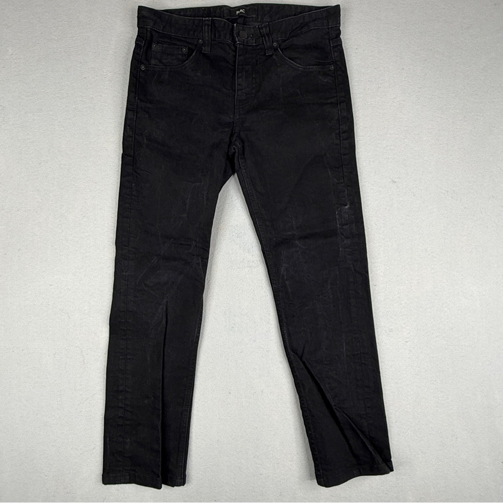 PLAC Berlin Slim Straight Jeans Mens 31 Black Stretch Denim Korean Designer